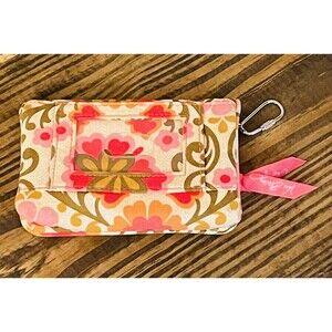 Vera Bradley Mod Floral Pink Yellow Zip Around Wallet Clutch/Wristlet Flowers